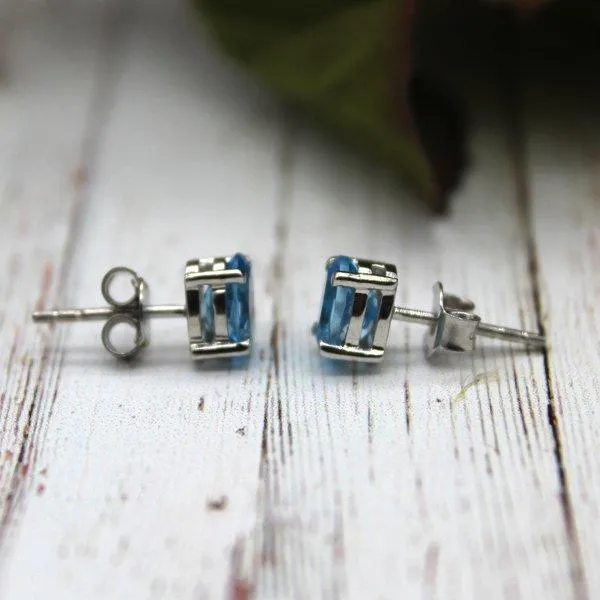 Delicate Blue Topaz Stud Earrings