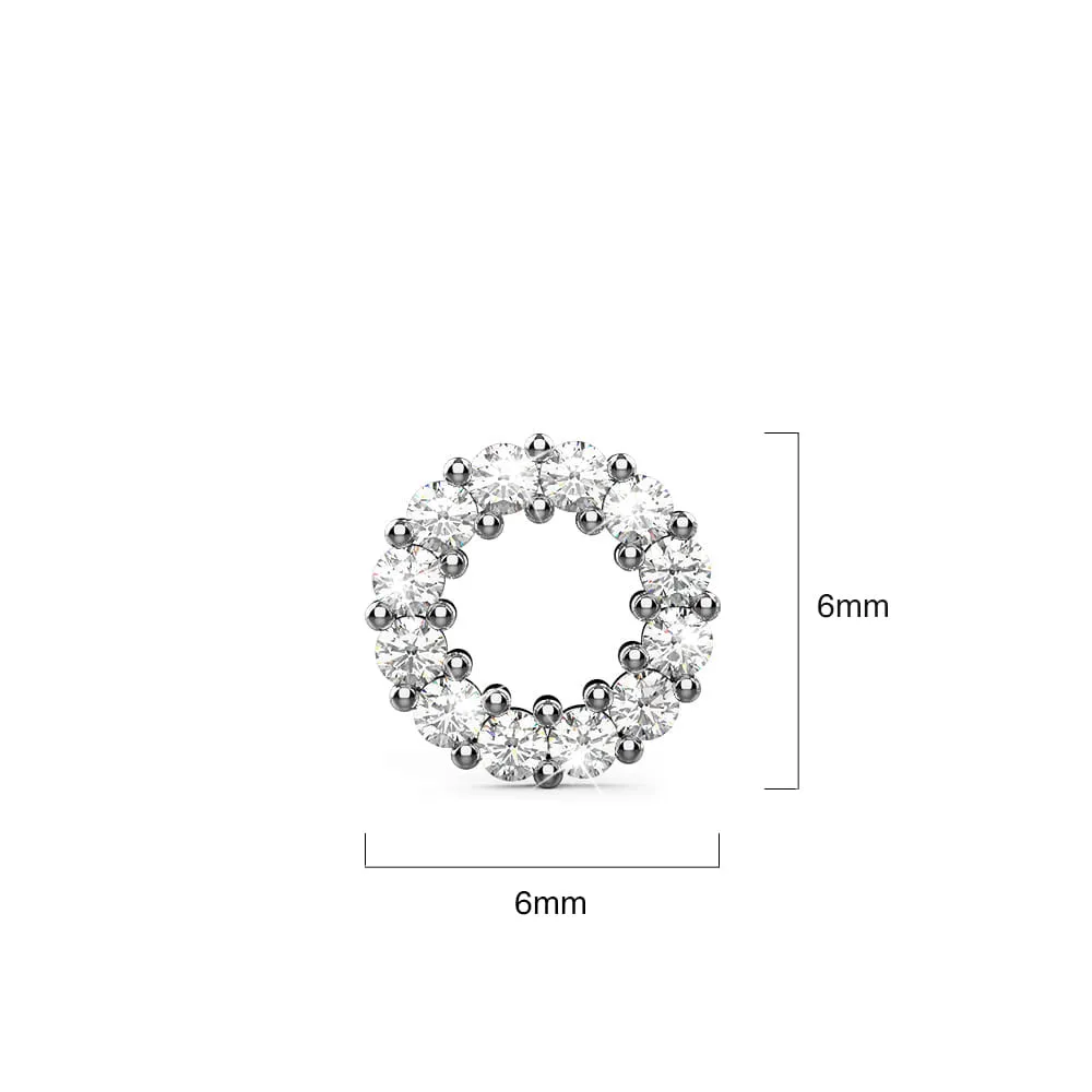 Delicate Diamond Halo Stud Earrings Encased in 18k White Gold