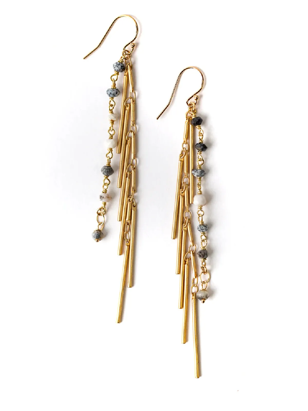 Dendritic Opal Tassel Statement Earrings by Anne Vaughan