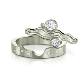 Diamond River Ripples Dress Ring Set in Platinum