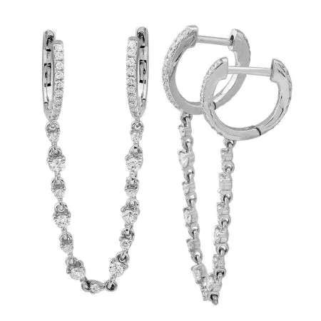 Diamond Tennis Double Huggie Earrings