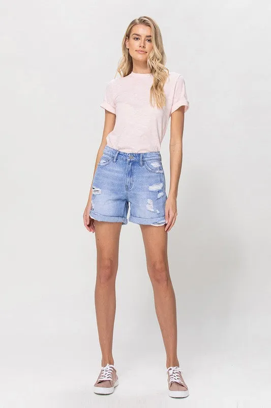 Distressed Boyfriend Shorts W/Cuffs