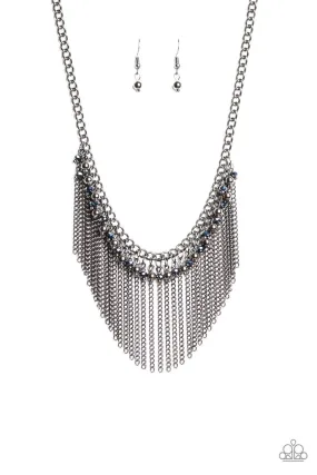 Divinely Diva Blue and Gunmetal Necklace - Paparazzi Accessories