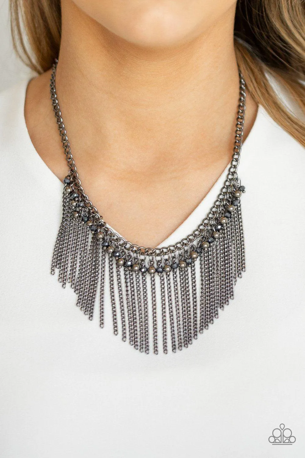 Divinely Diva Blue and Gunmetal Necklace - Paparazzi Accessories