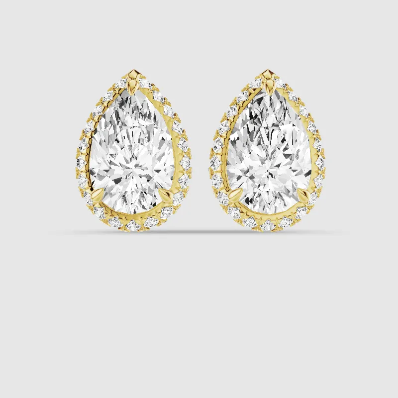 Donut Halo Lab Grown Diamond Studs-Pear