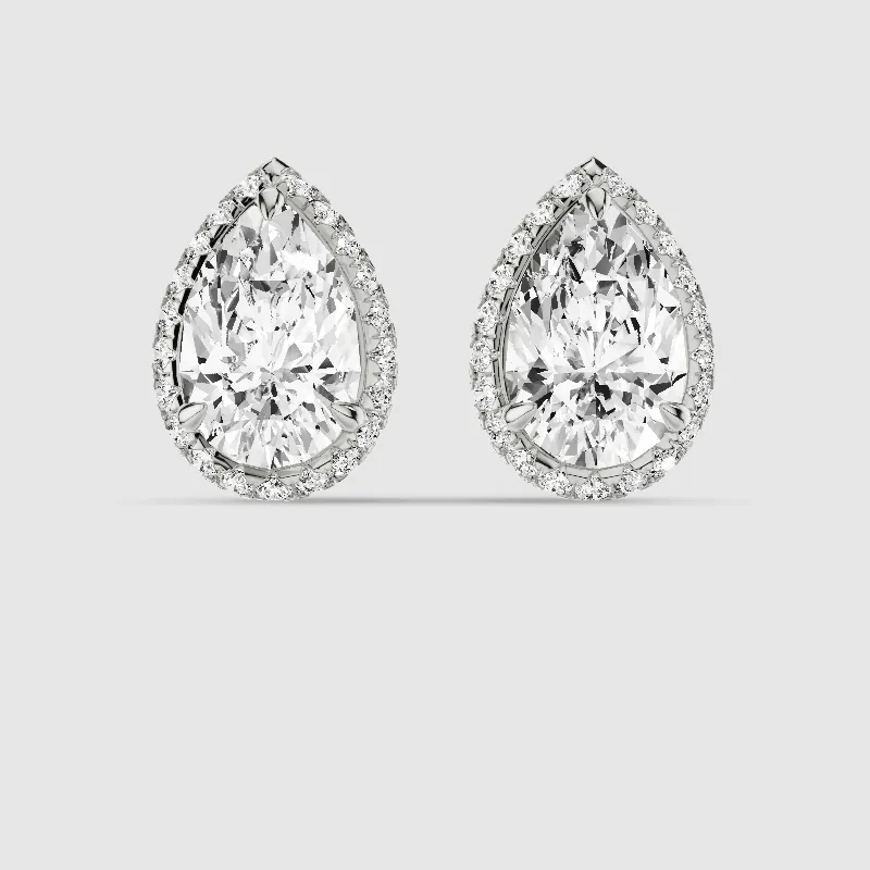 Donut Halo Lab Grown Diamond Studs-Pear