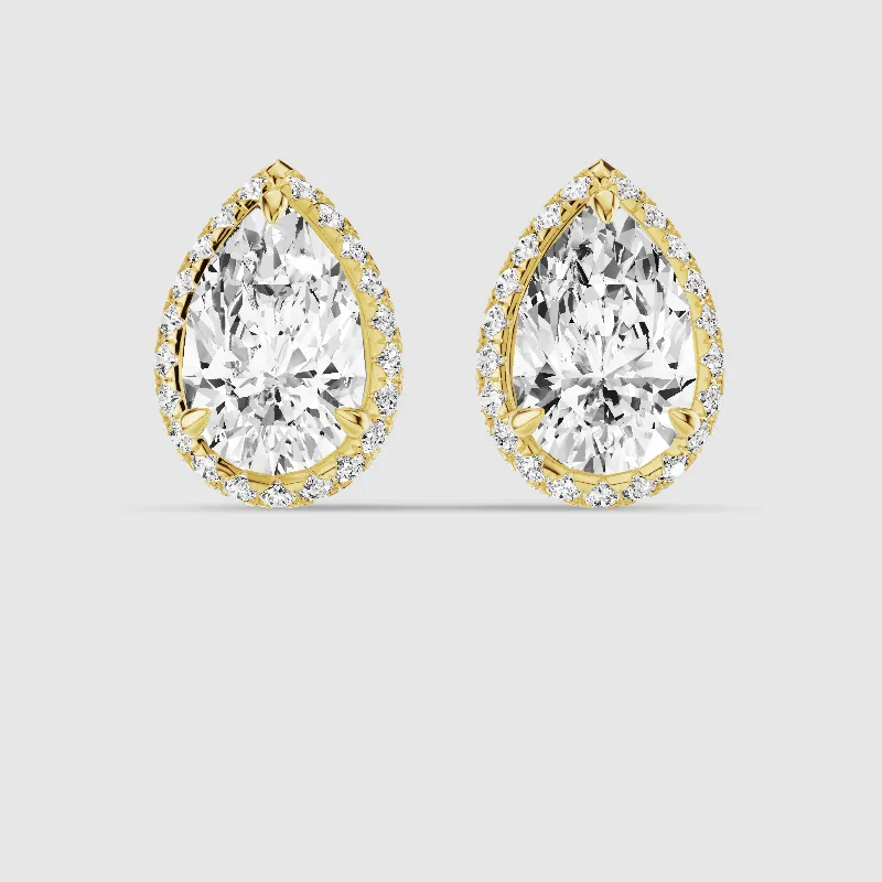 Donut Halo Lab Grown Diamond Studs-Pear