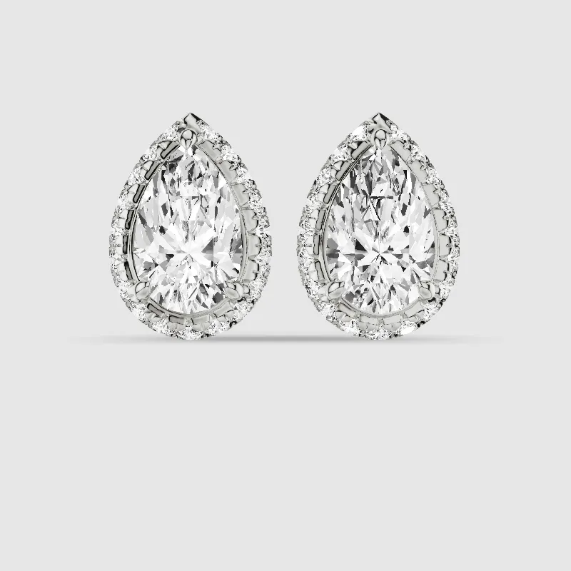 Donut Halo Lab Grown Diamond Studs-Pear