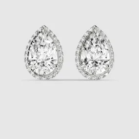 Donut Halo Lab Grown Diamond Studs-Pear