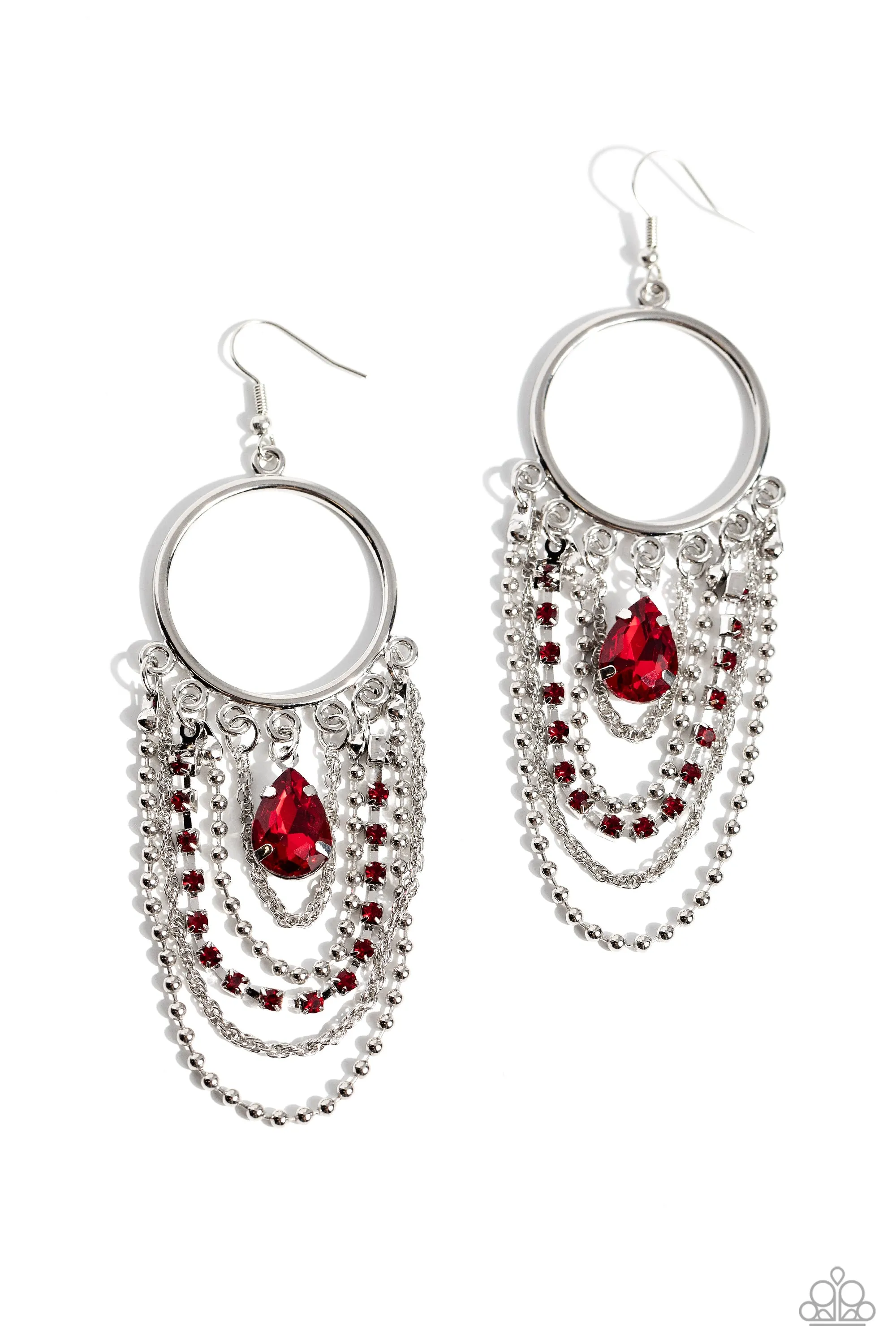 Earrings Cascading Clash - Red E517