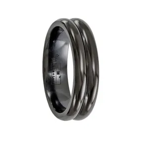 Edward Mirell Titanium Black Ti with Grooves 6mm Band