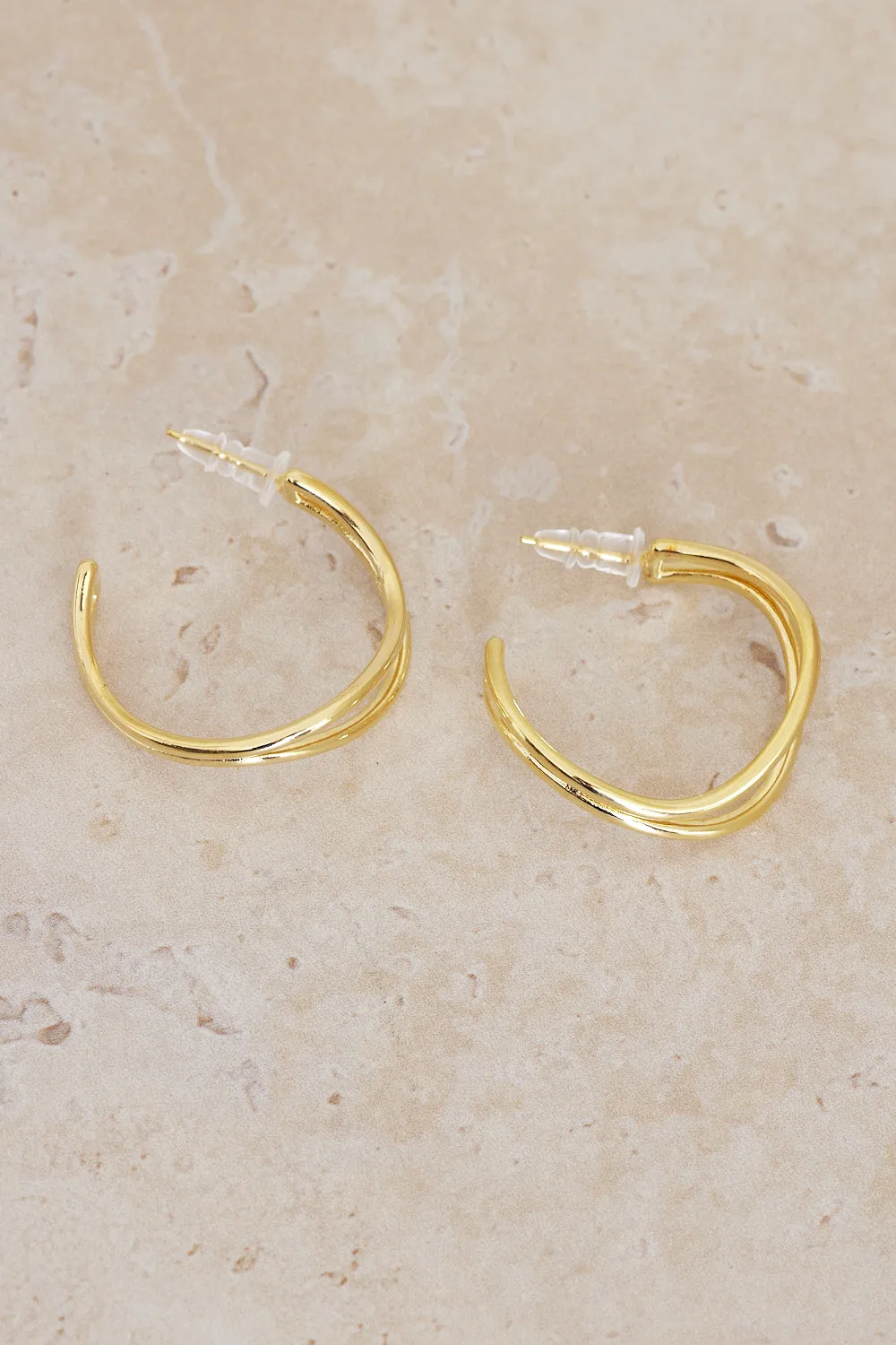 Elegance Double Hoop Earrings - Gold