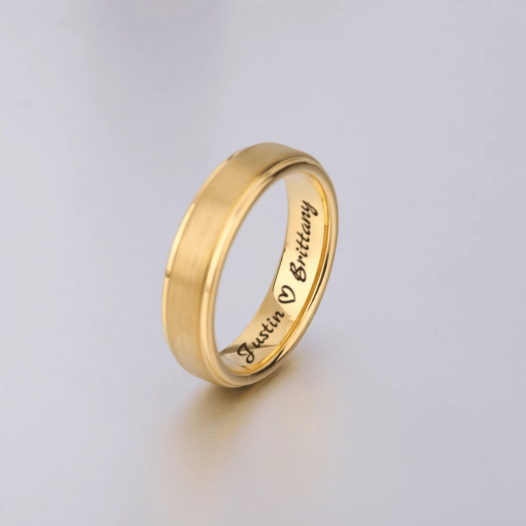 Engraved Gold Tungsten Mens Ring KCLR 12