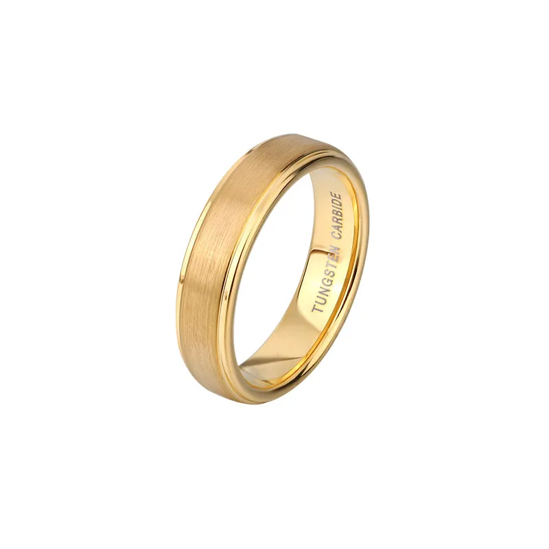 Engraved Gold Tungsten Mens Ring KCLR 12