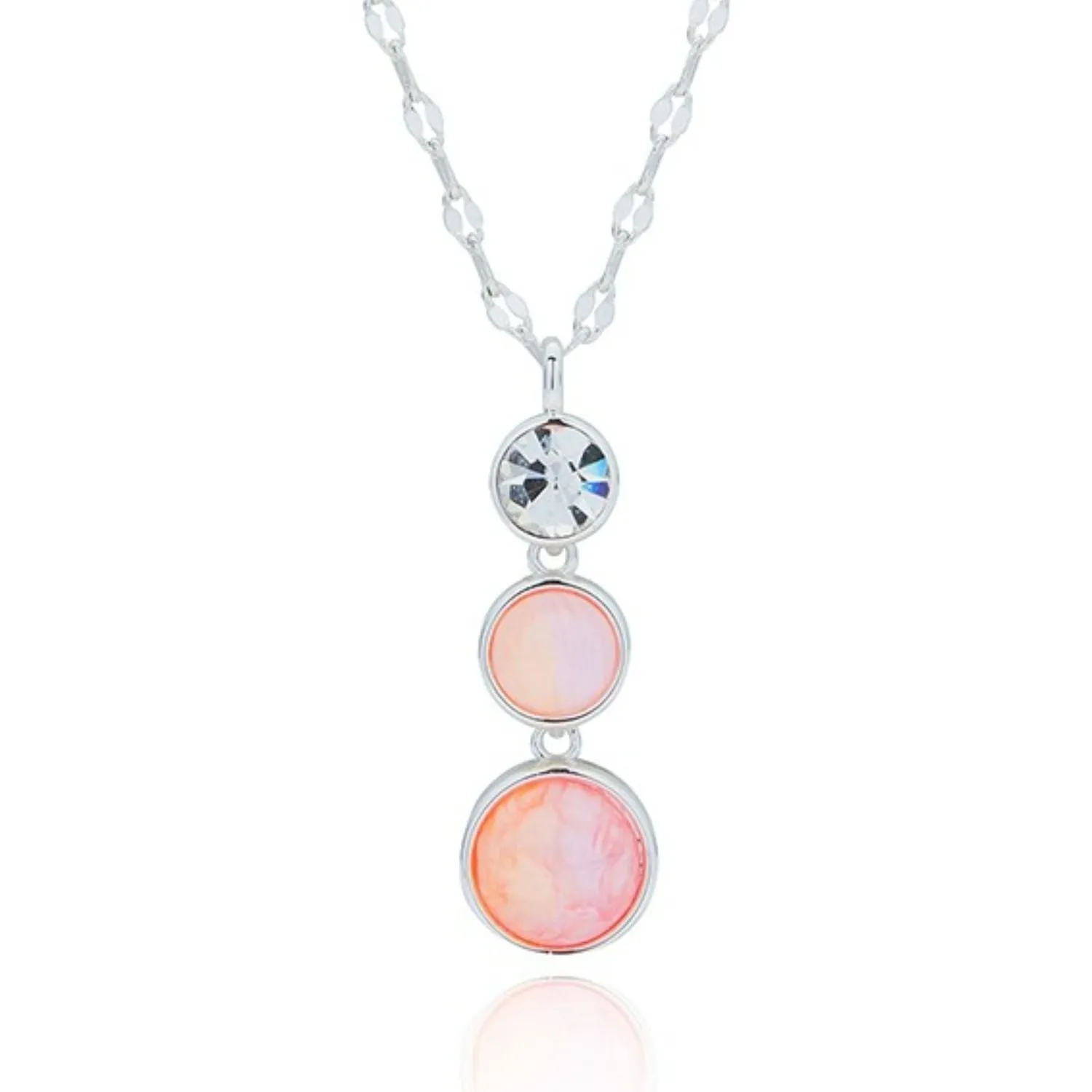 Equilibrium Silver Plated Pink Candy Graduated Circles Necklace