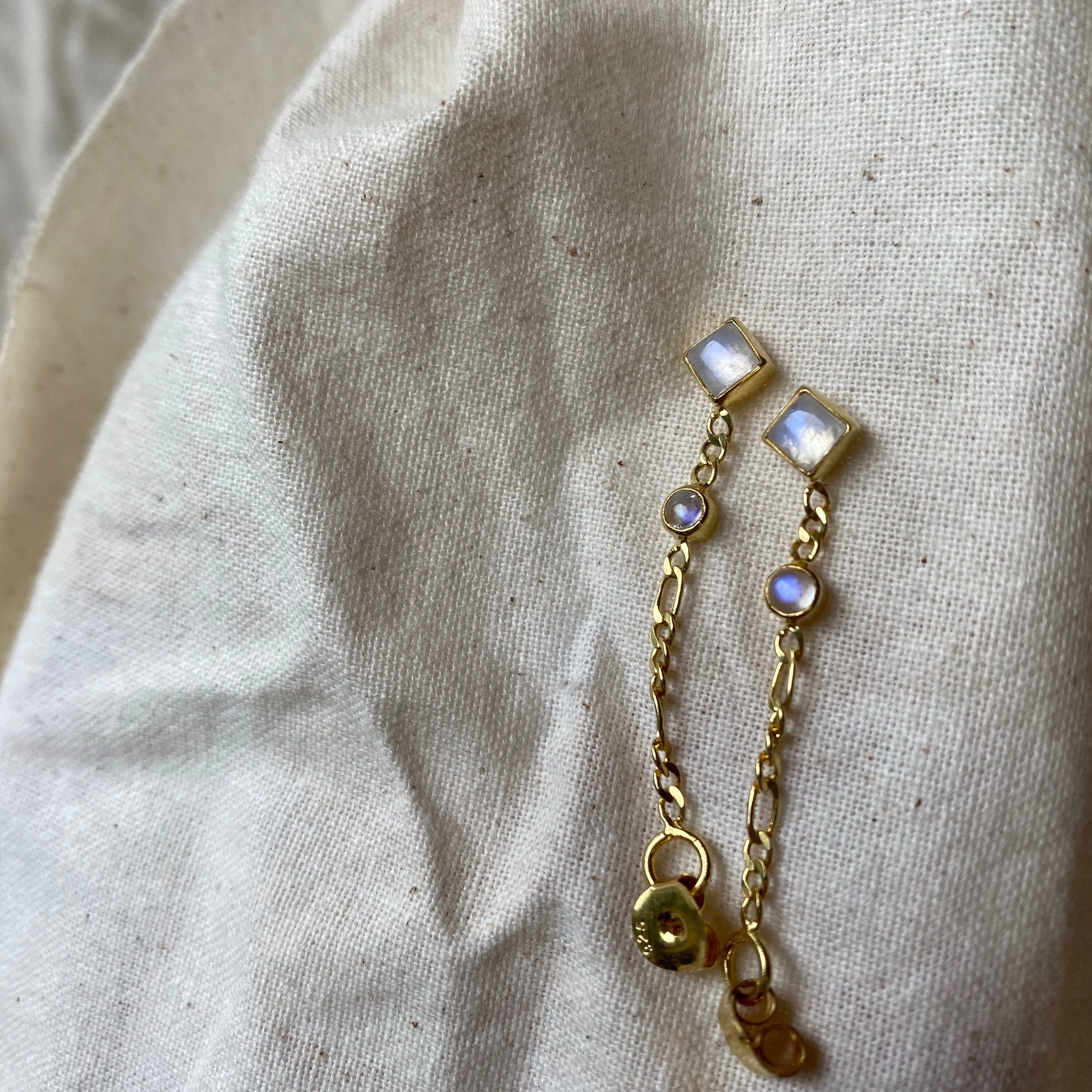 Evie Gold Rainbow Moonstone Studs