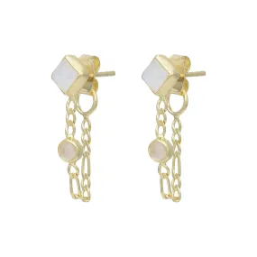 Evie Gold Rainbow Moonstone Studs