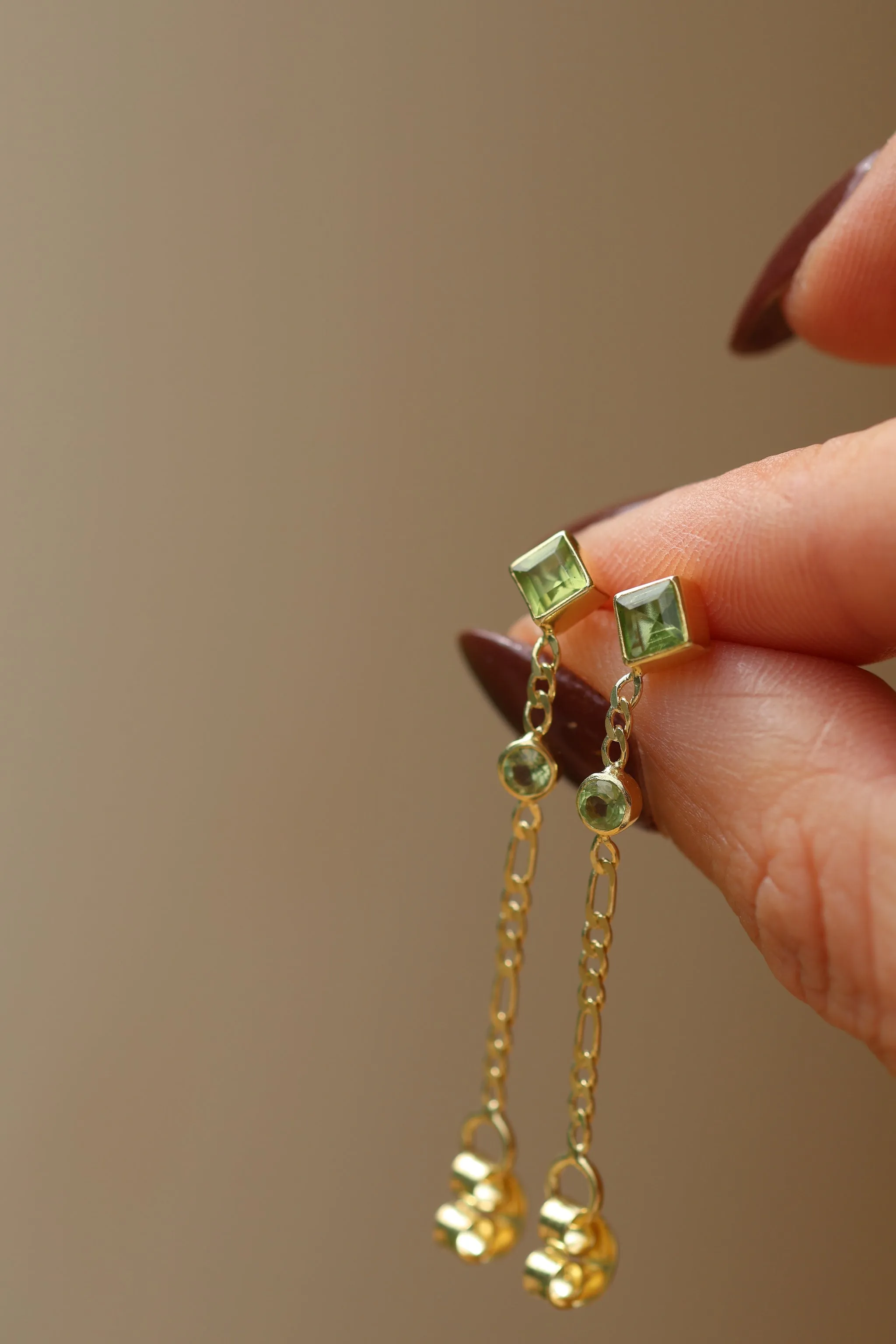 Evie Sterling Silver Green Peridot Studs