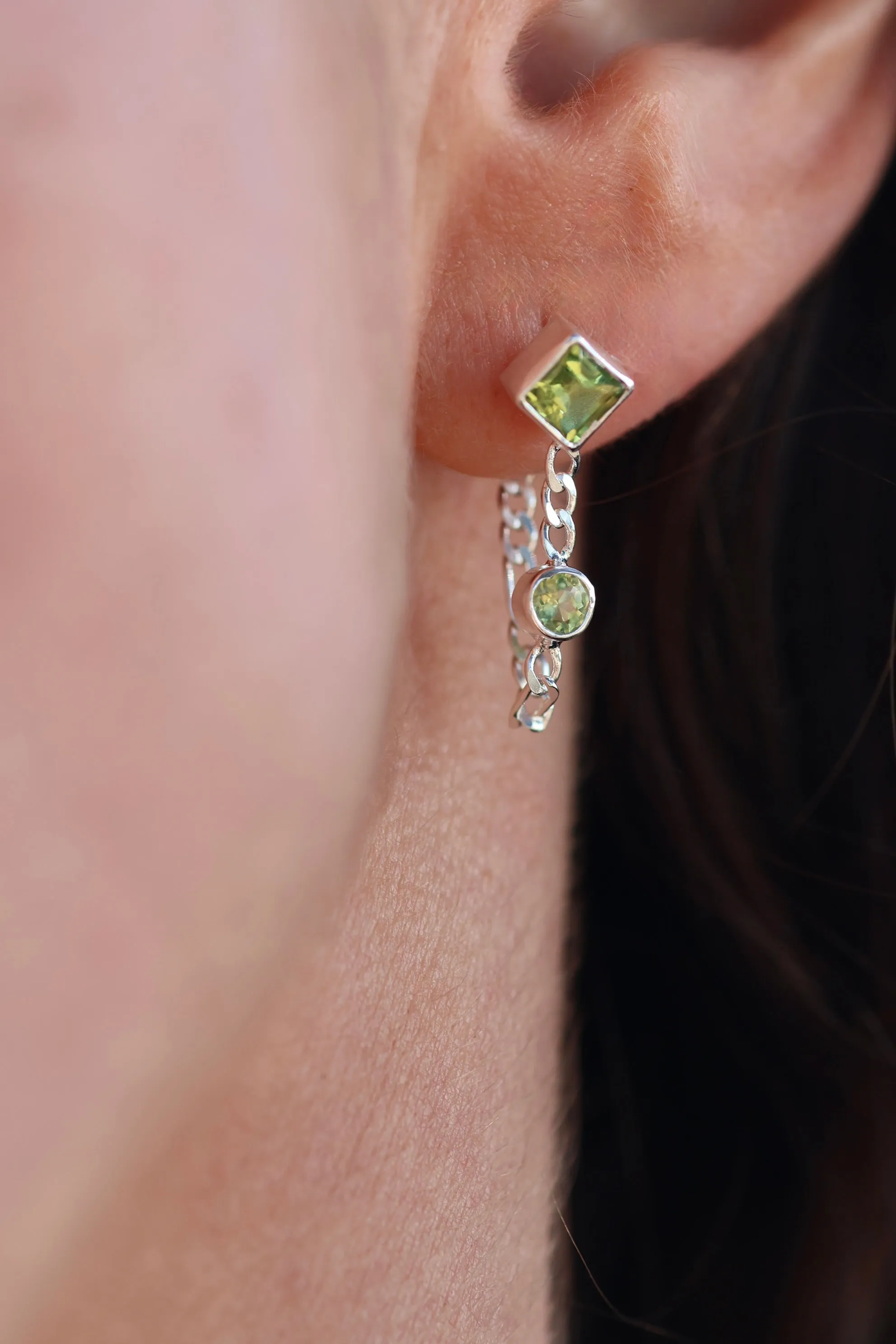 Evie Sterling Silver Green Peridot Studs