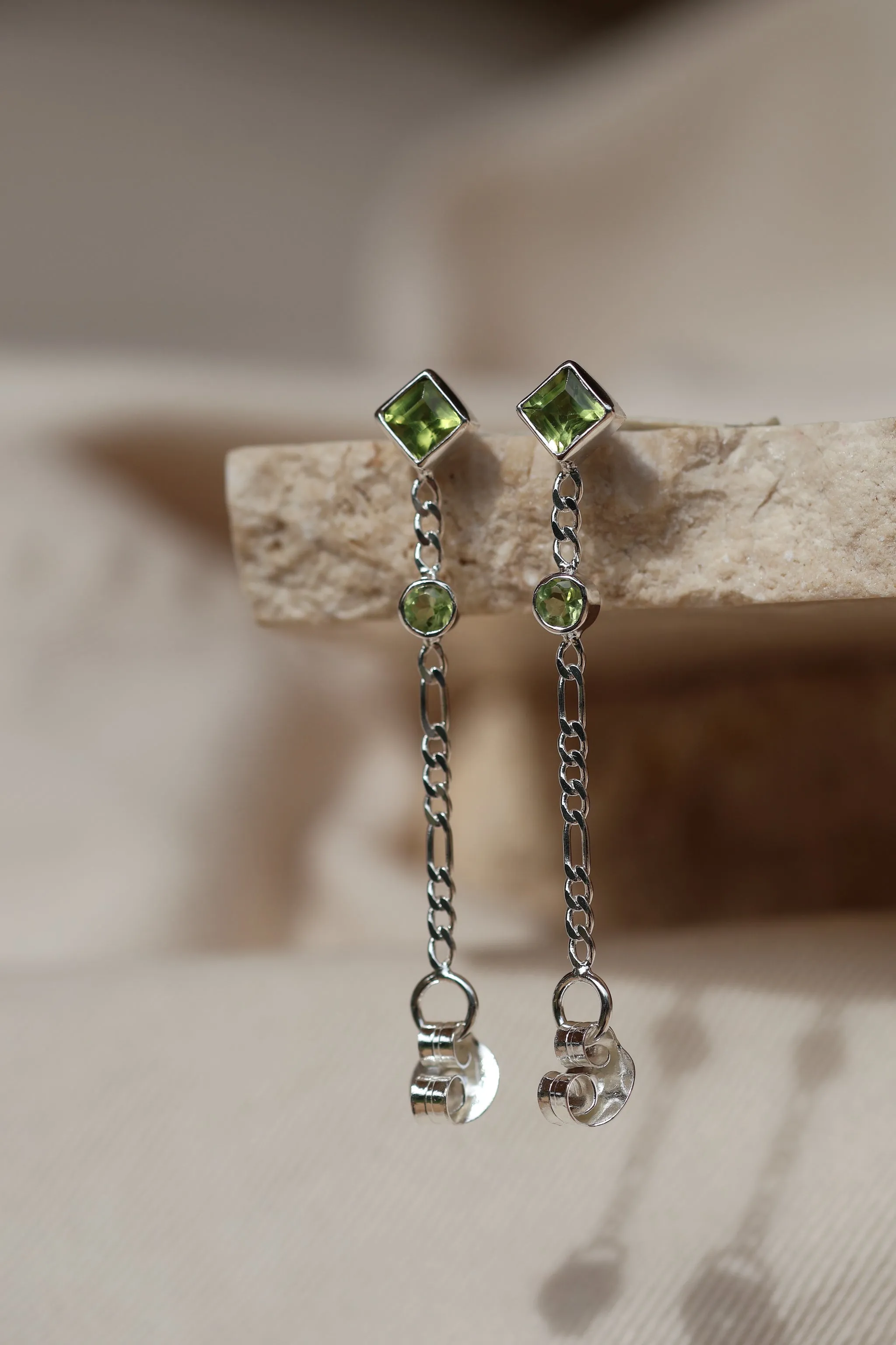 Evie Sterling Silver Green Peridot Studs