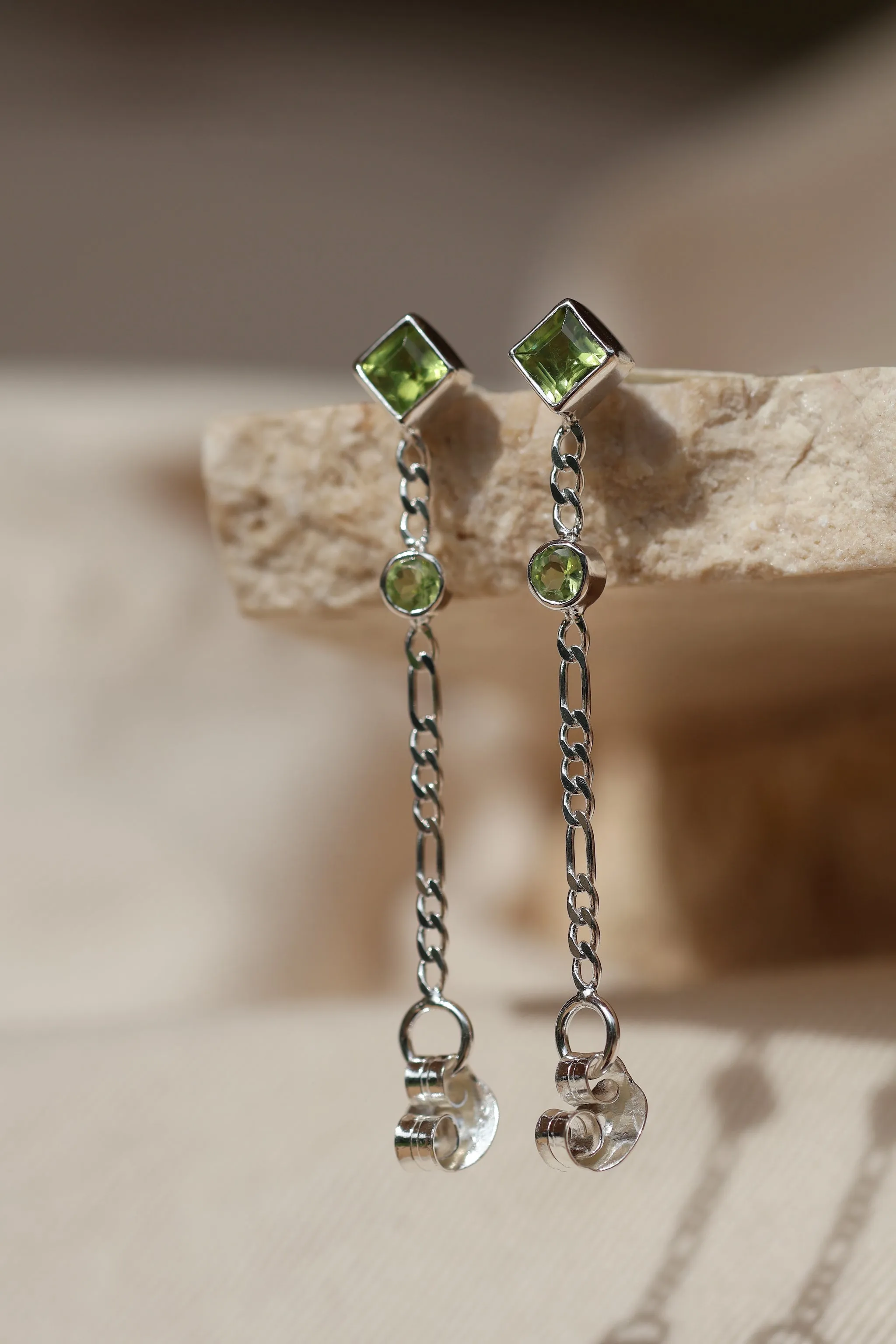 Evie Sterling Silver Green Peridot Studs