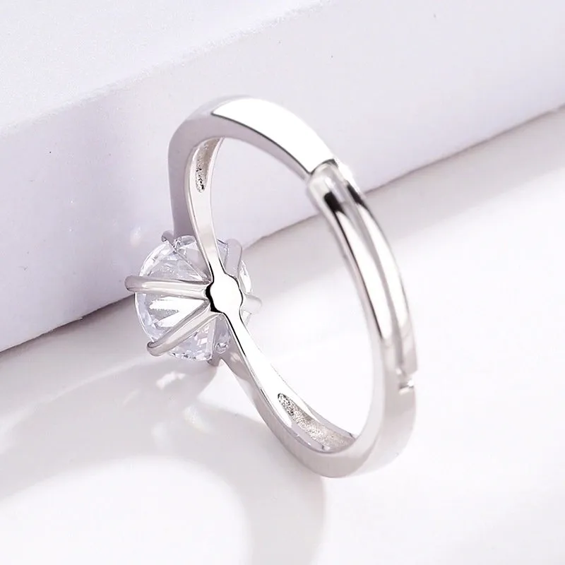 Fashion Simple Style Geometric Sterling Silver Rings Plating Artificial Gemstones 925 Silver Rings