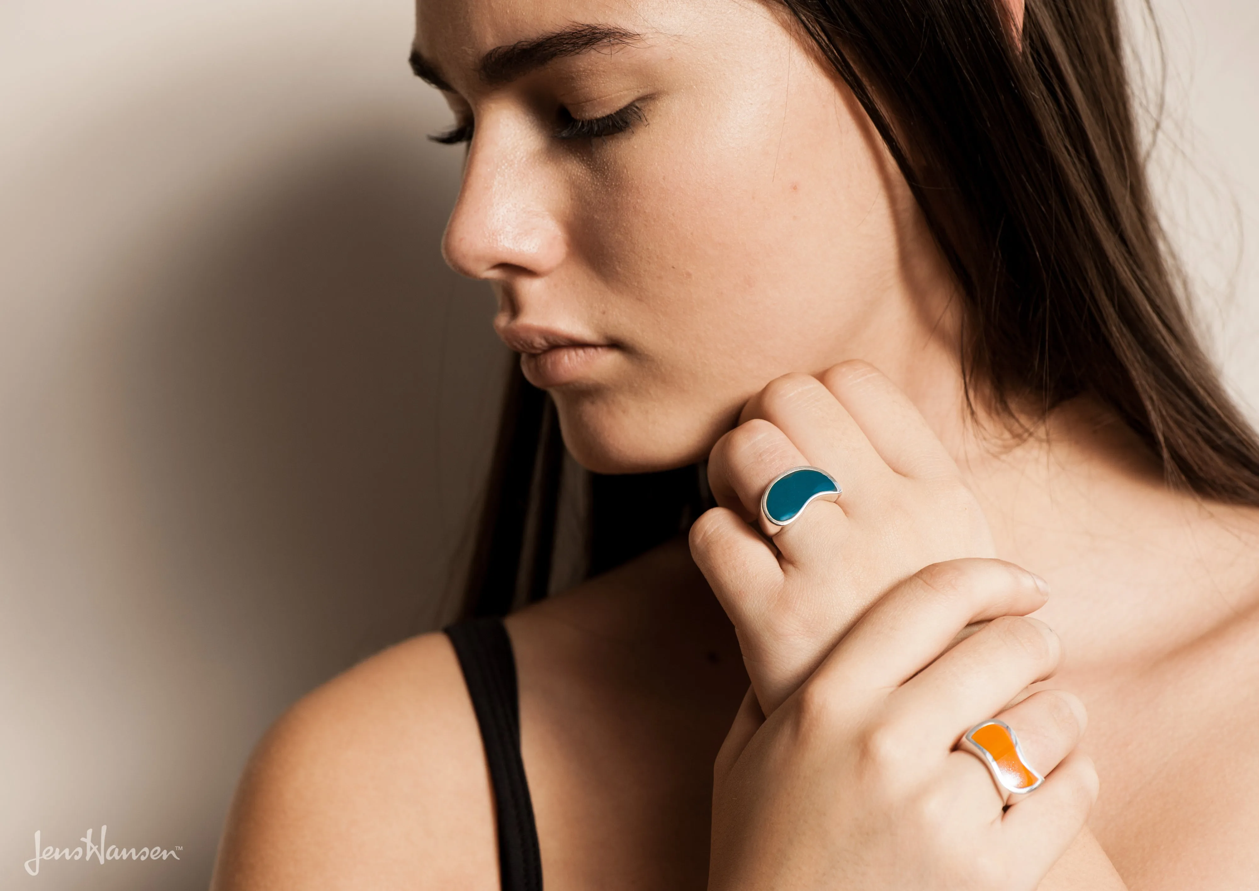 Flowing Resin Rings, Sterling Silver