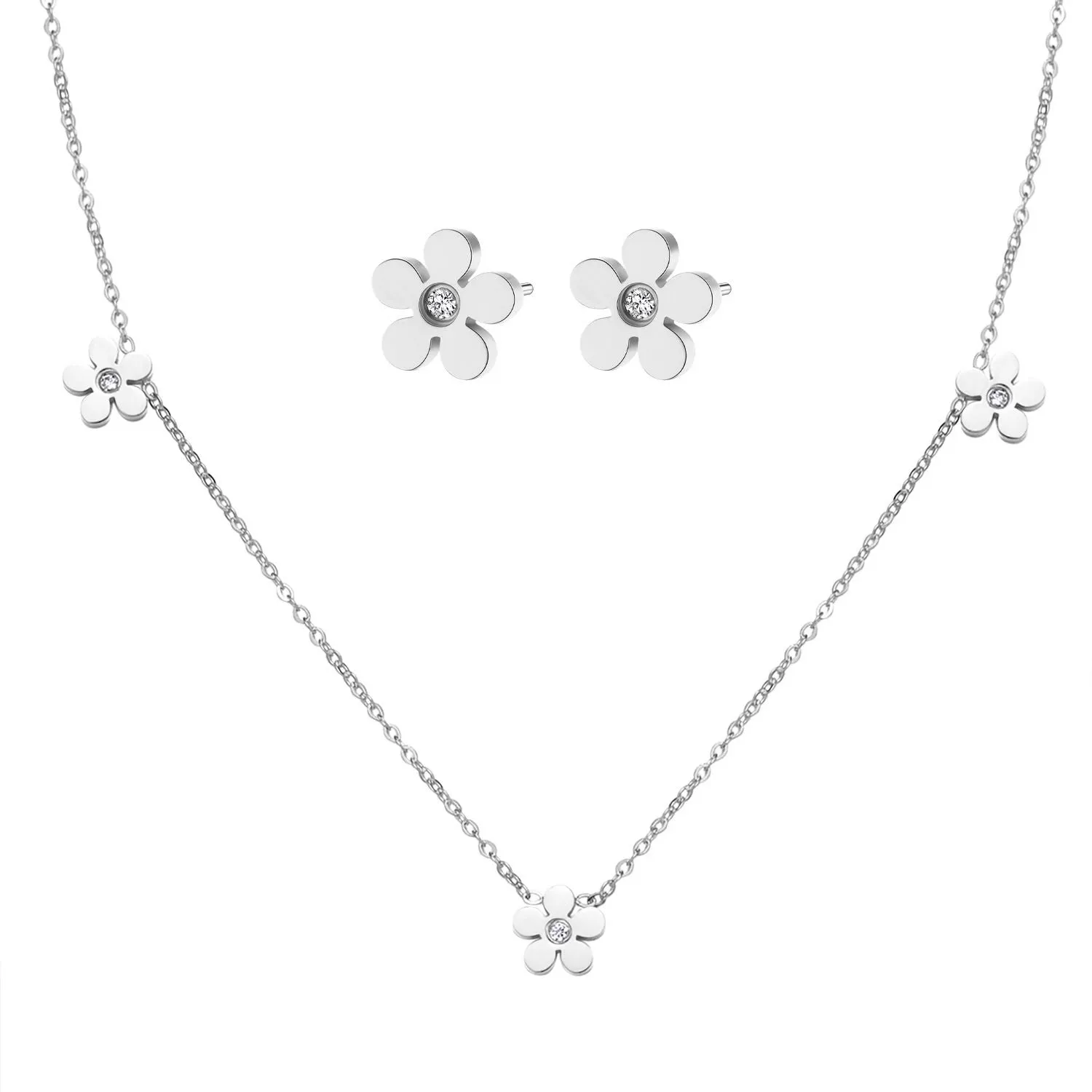 Forget-Me-Not Charm Necklace Silver