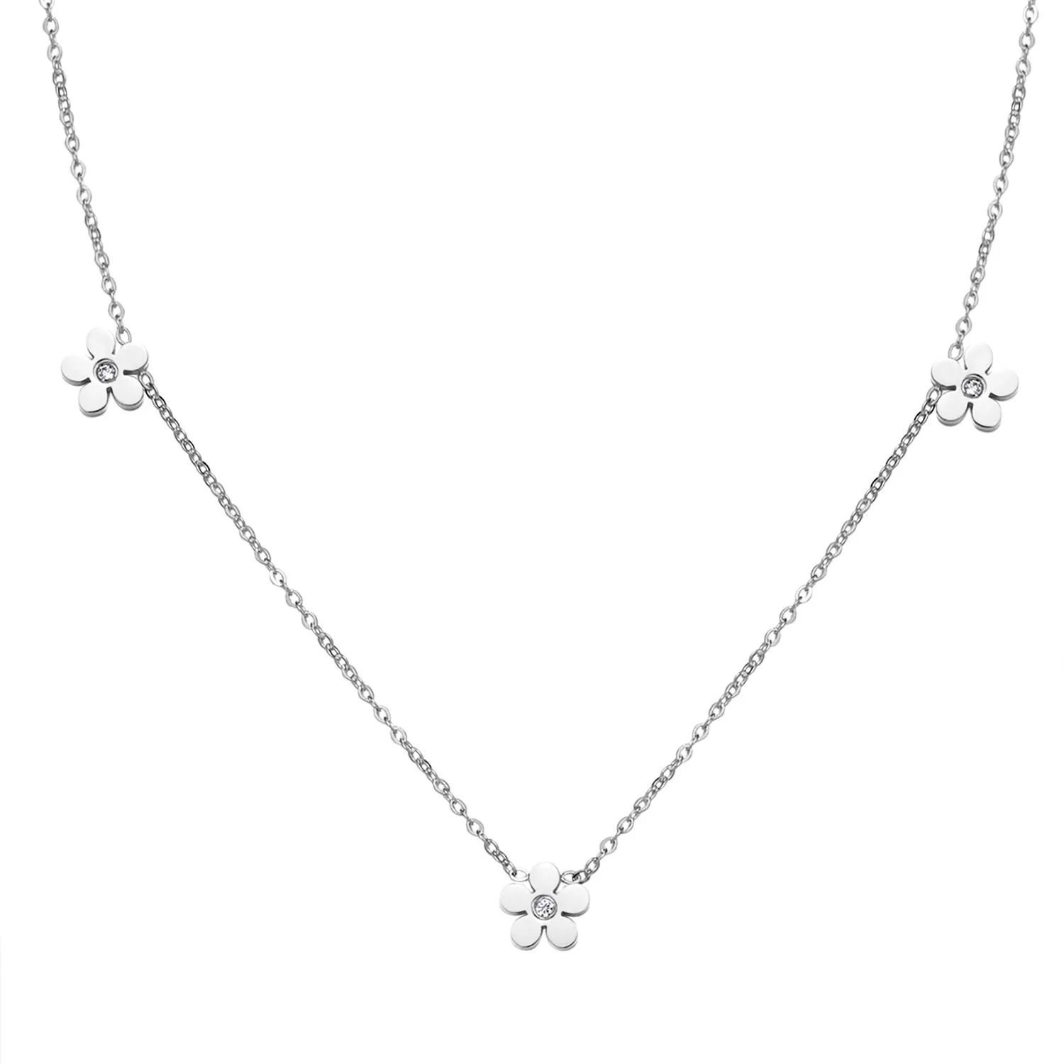 Forget-Me-Not Charm Necklace Silver