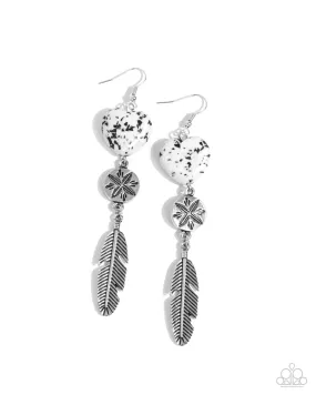 Free-Spirited Fame - White Earrings - Paparazzi Accessories