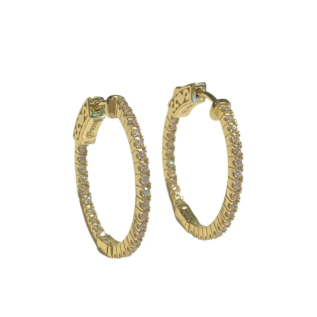 French Clasp Pave Small 1” Hoops