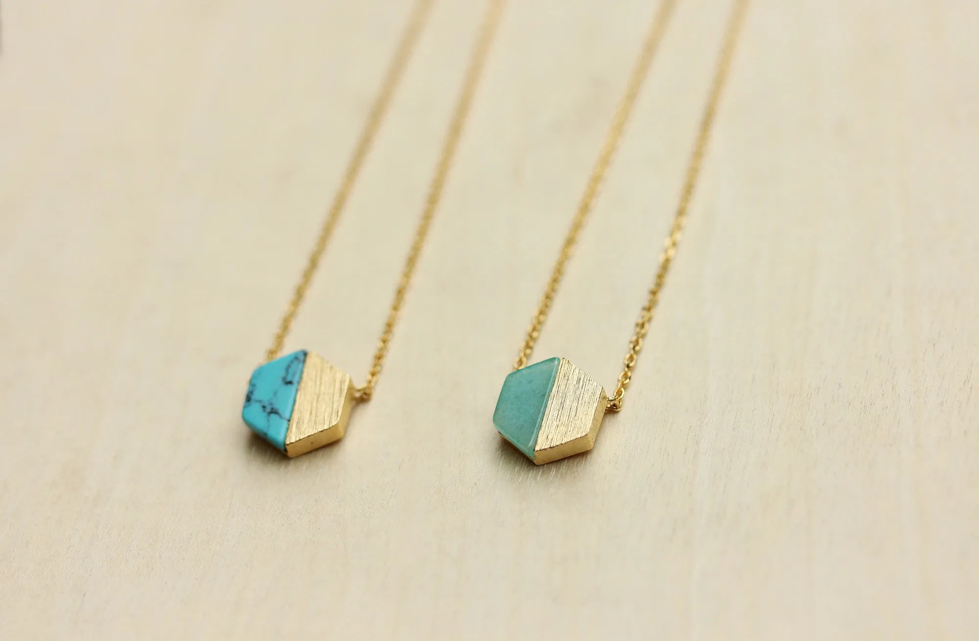 Gemstone Split Hexagon Necklace