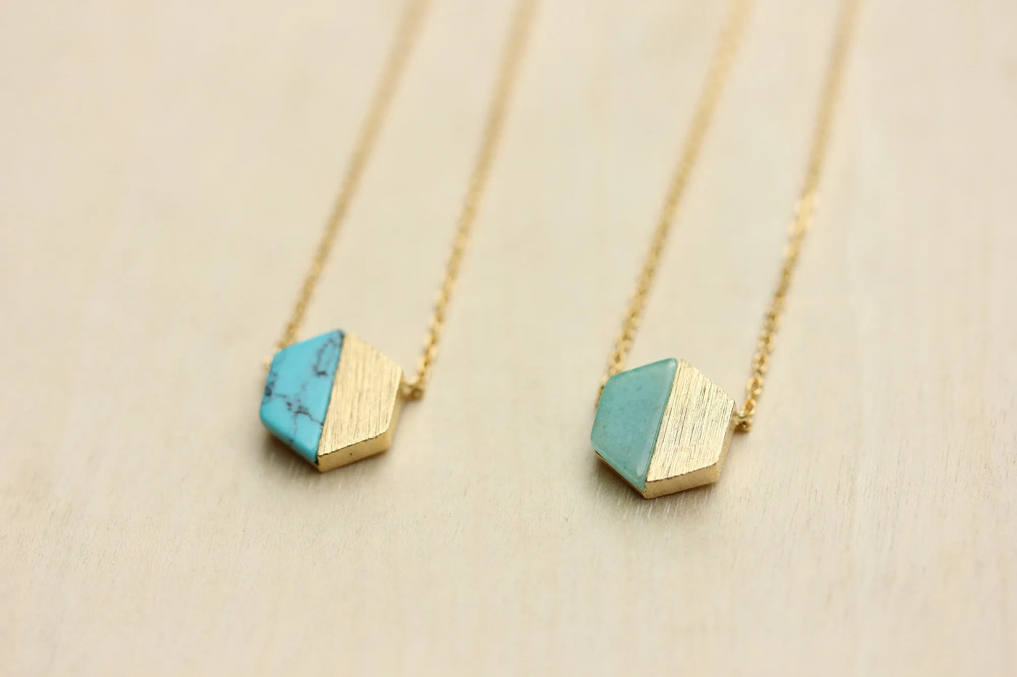 Gemstone Split Hexagon Necklace