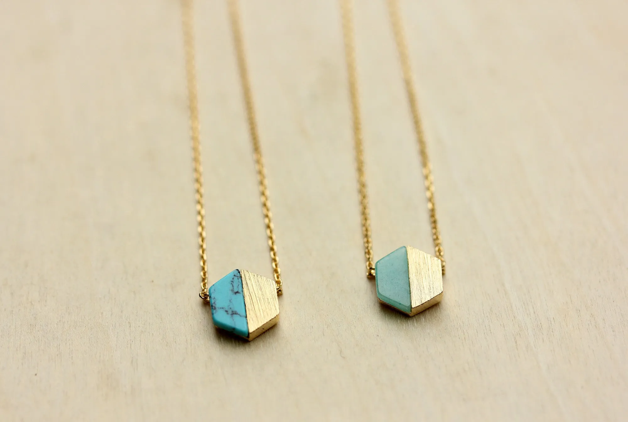 Gemstone Split Hexagon Necklace