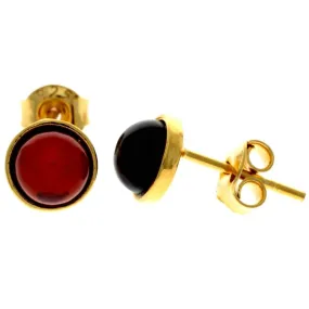 Genuine Baltic Amber and 925 Sterling Silver Gold Plated with 1 micron of 22 carat gold Studs Earrings - MG013