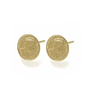 Gold coin Stud Earrings