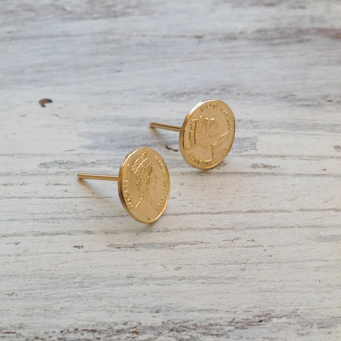 Gold coin Stud Earrings