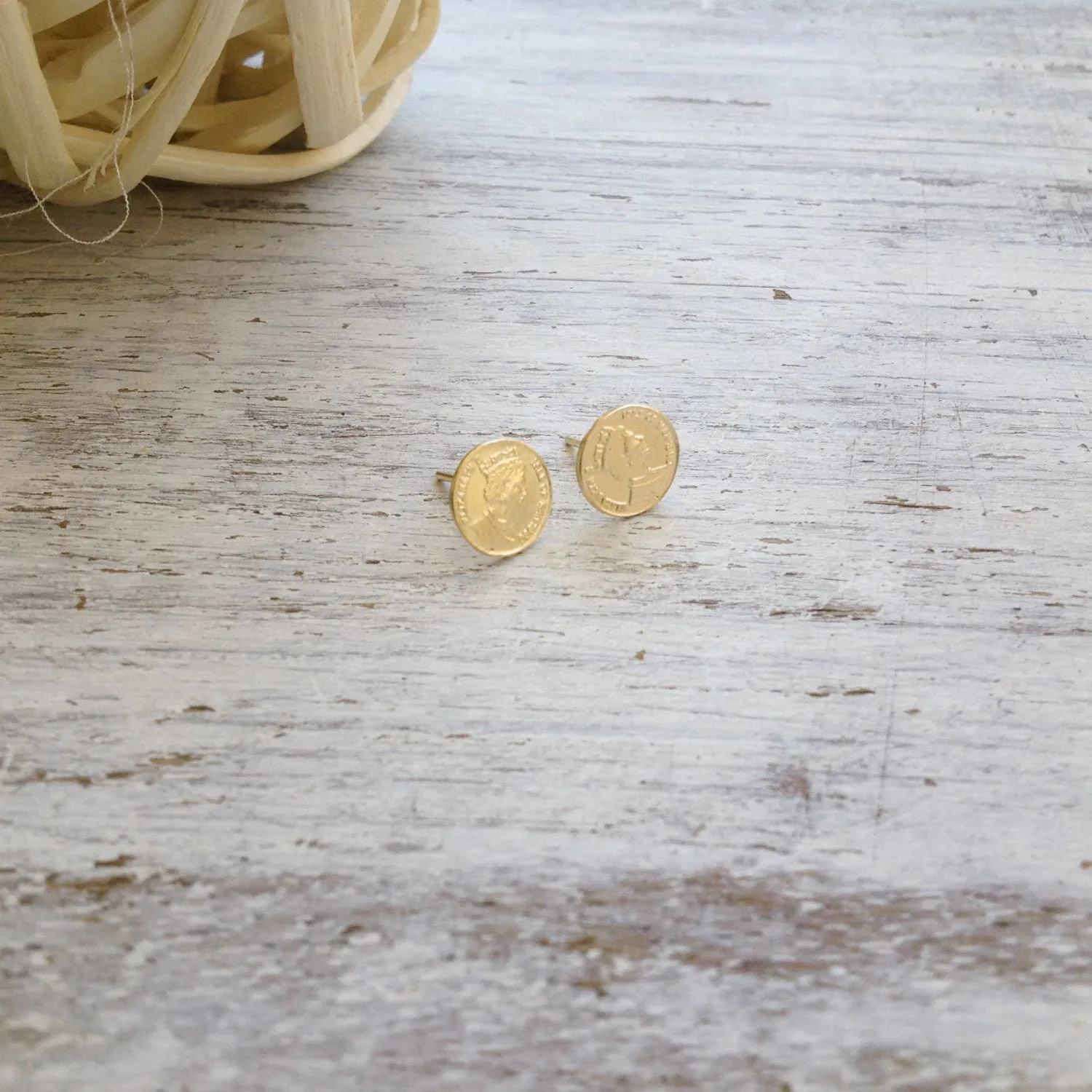 Gold coin Stud Earrings