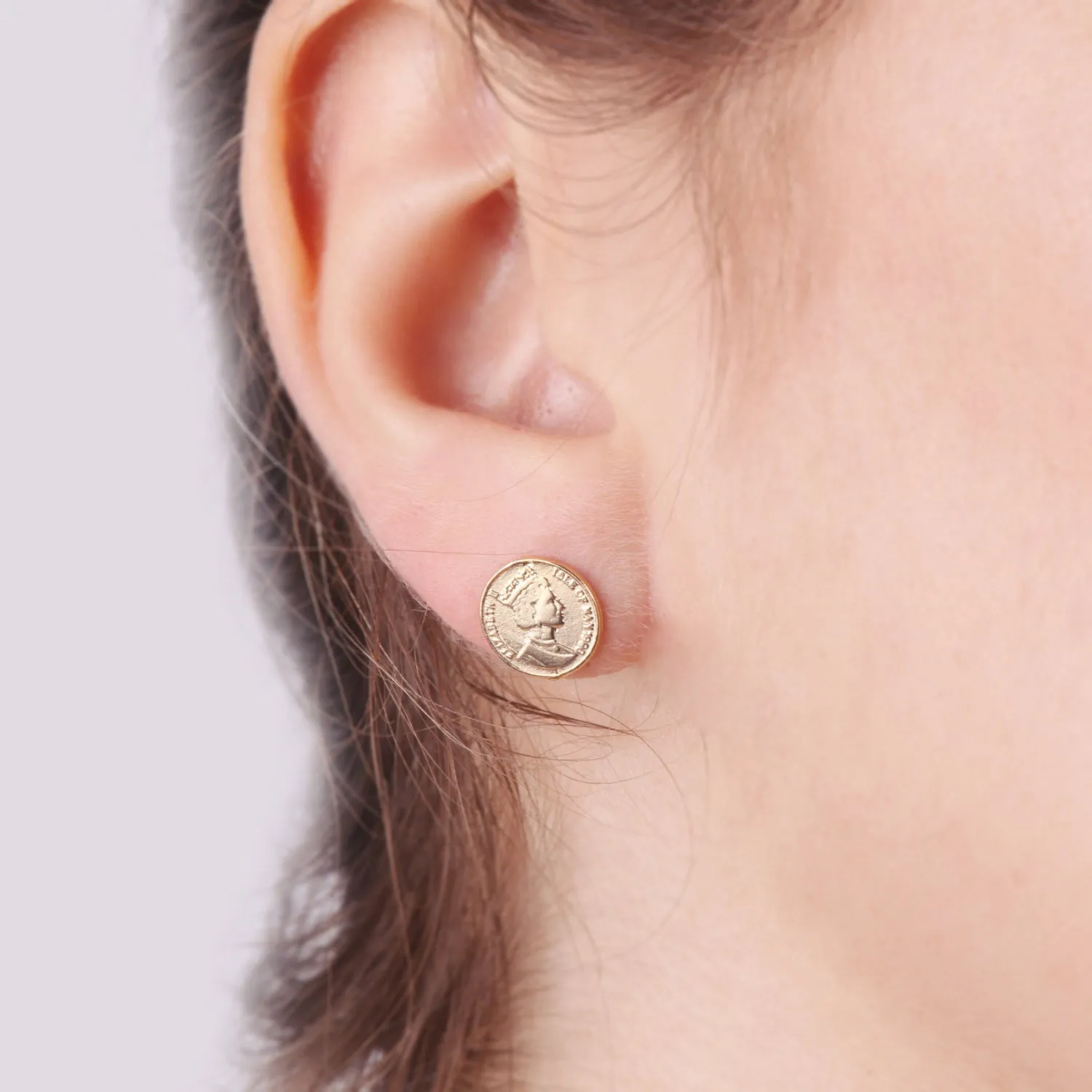 Gold coin Stud Earrings