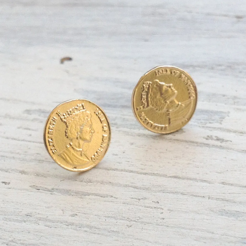 Gold coin Stud Earrings