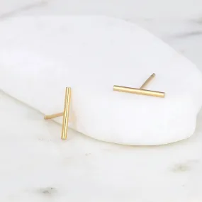 Gold Filled Dainty Bar Stud Earrings