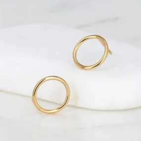 Gold Filled Dainty Circle Stud Earrings