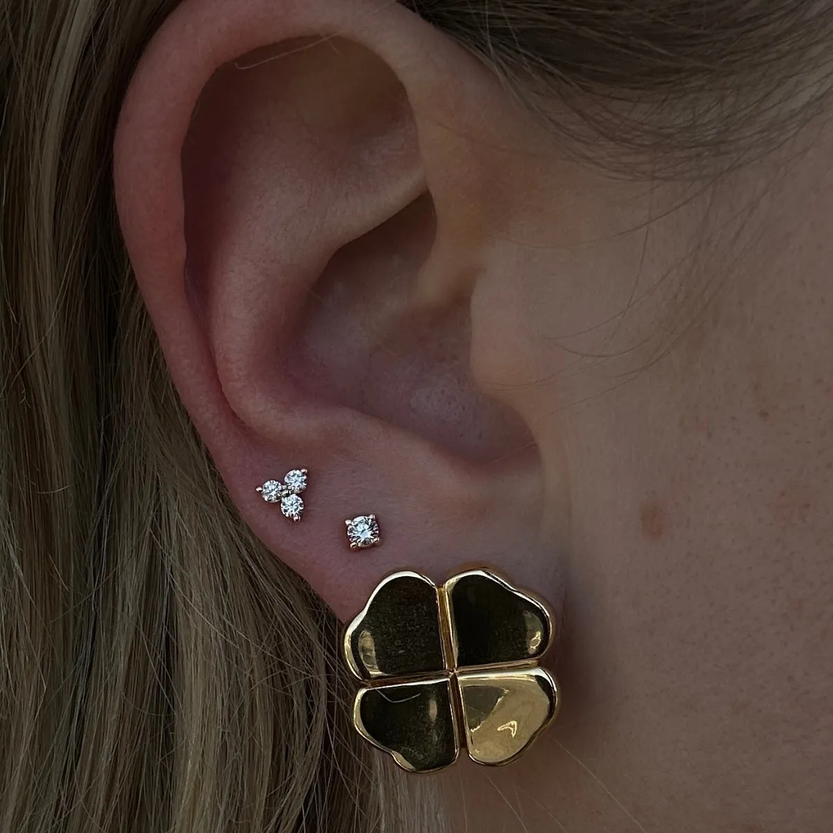 Gold Four Leaf Clover Earrings