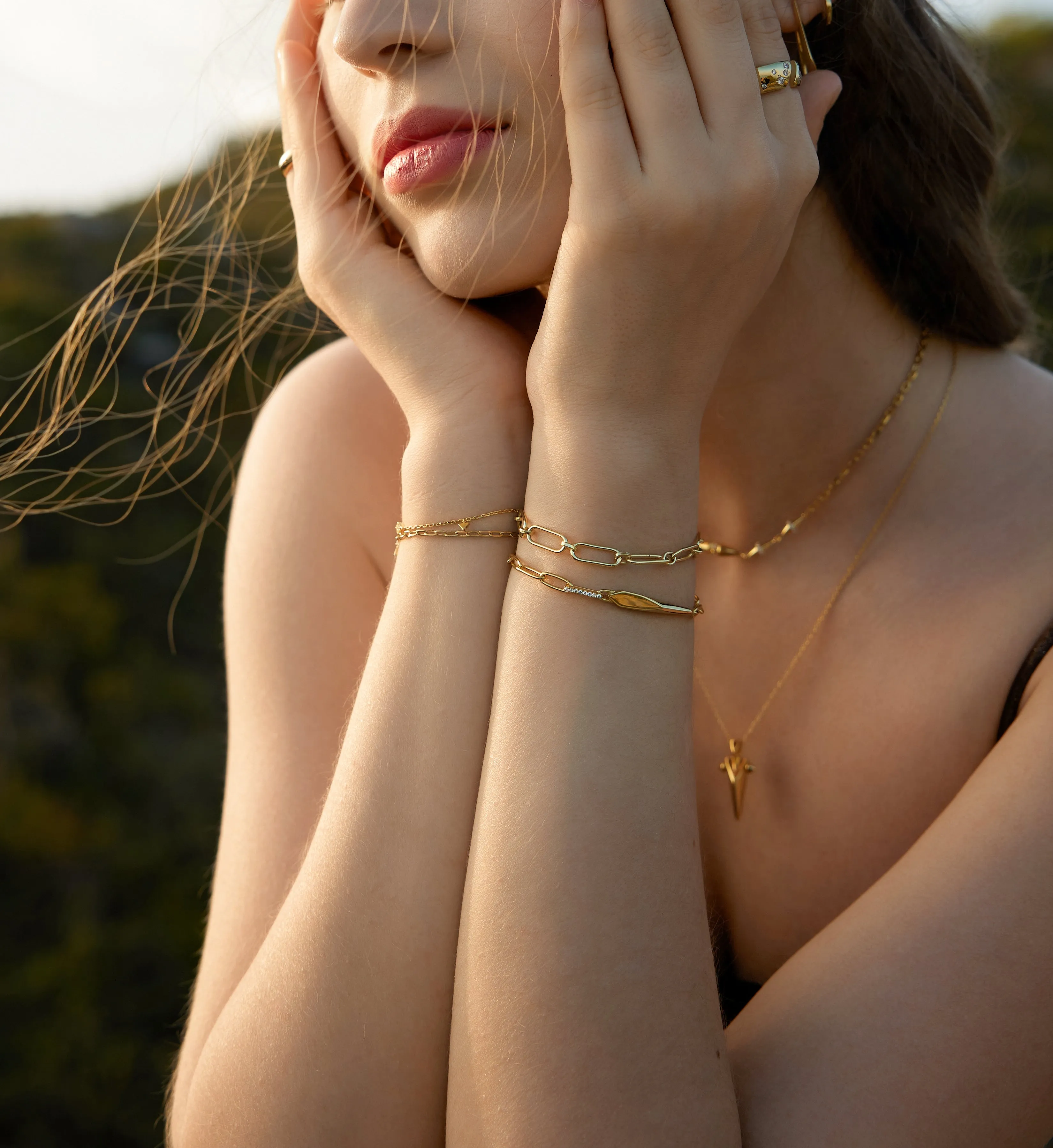 Gold Geometric Chain Bracelet