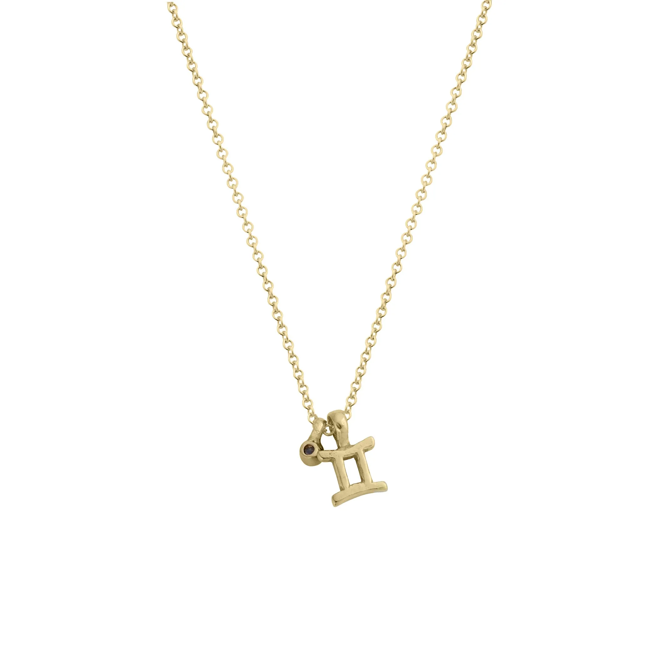 Gold Mini Gemini Horoscope & Moonstone Birthstone Necklace