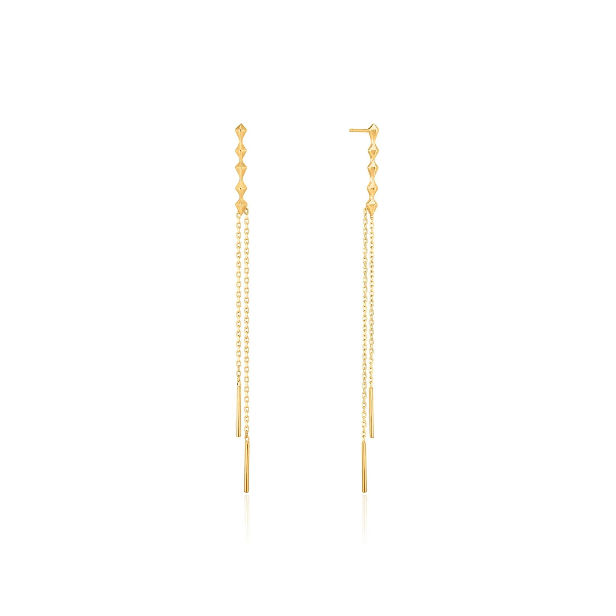 Gold Spike Double Drop Earrings