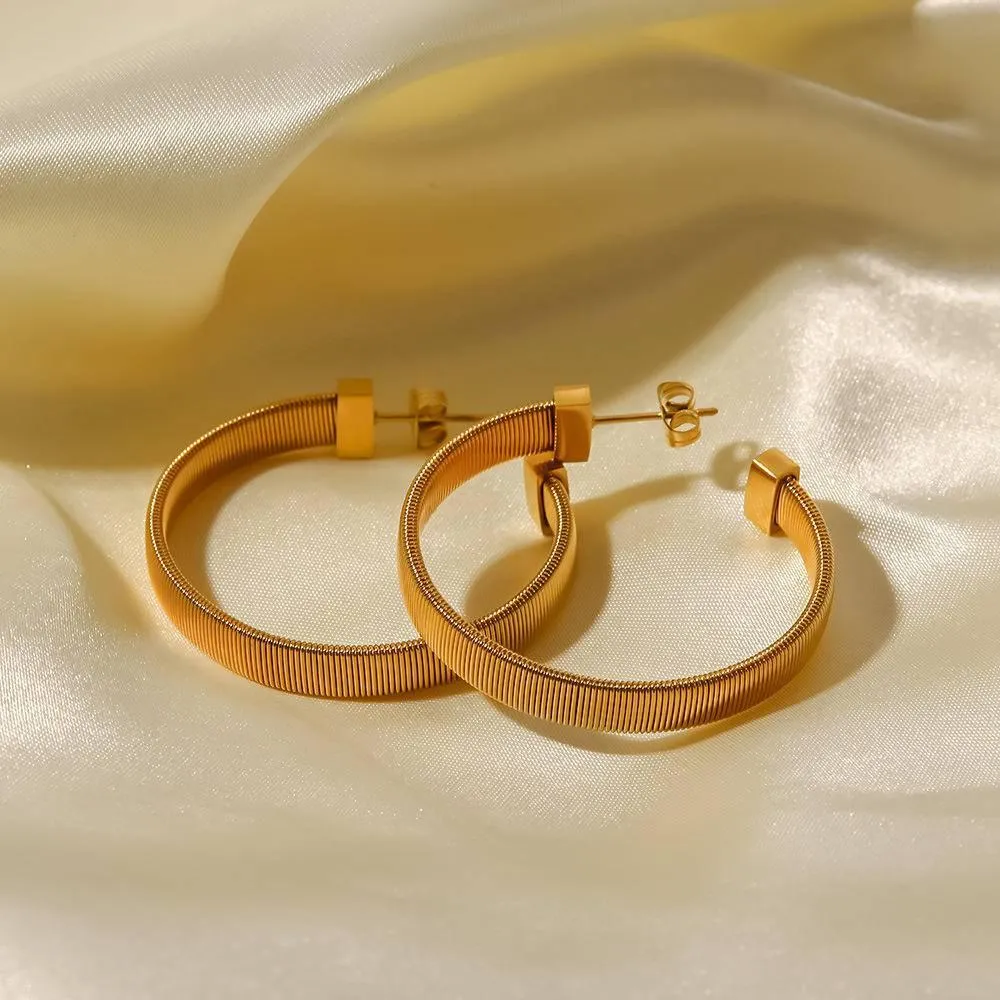 Golden Elegance Stainless Steel C Hoop Earrings