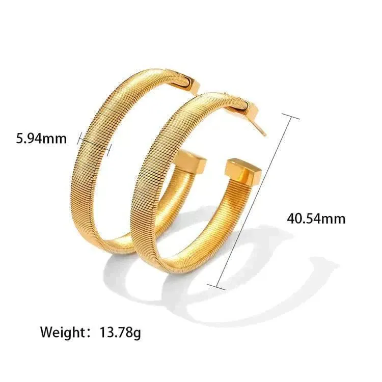 Golden Elegance Stainless Steel C Hoop Earrings