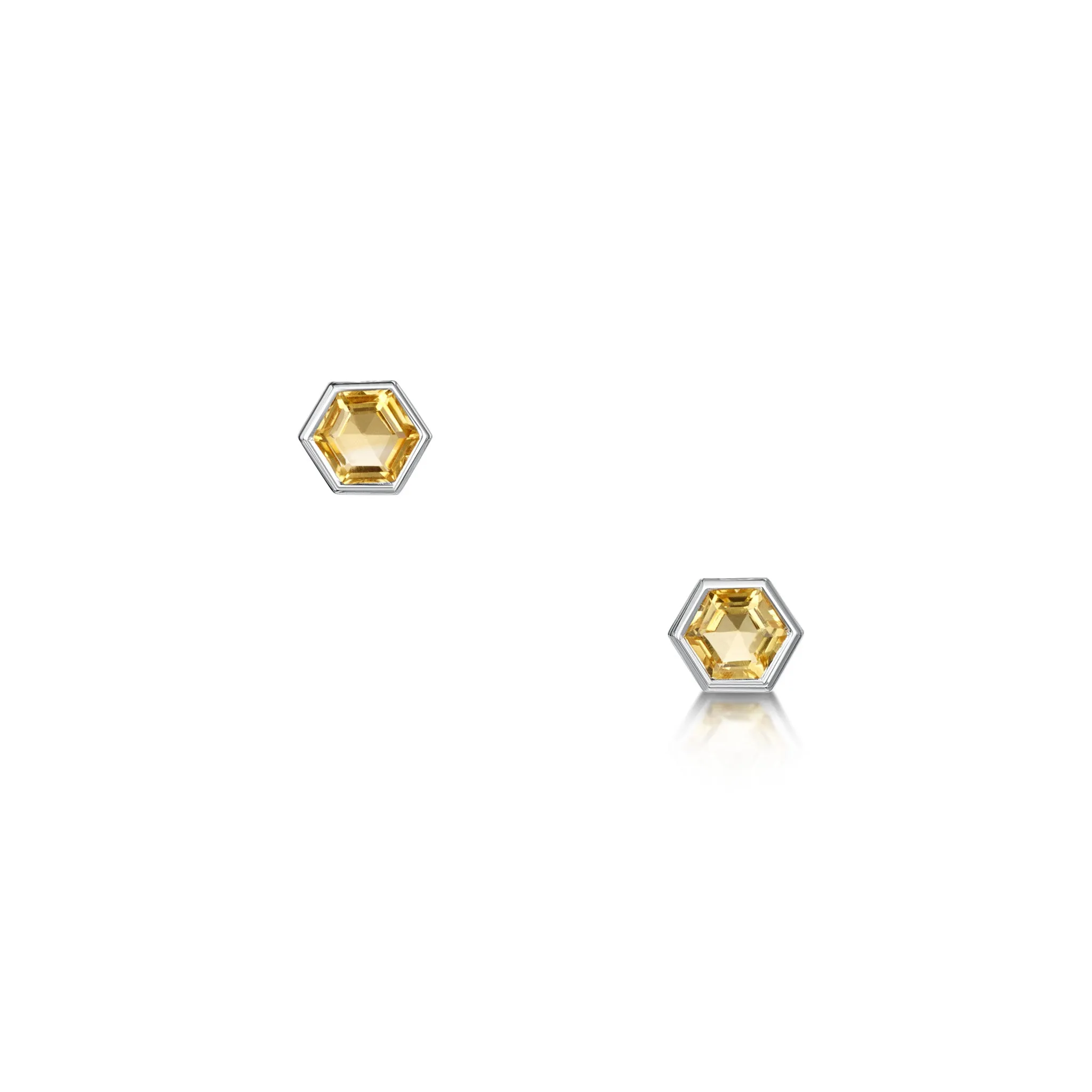 Honeycomb Sterling Silver Stud Earrings with Citrine