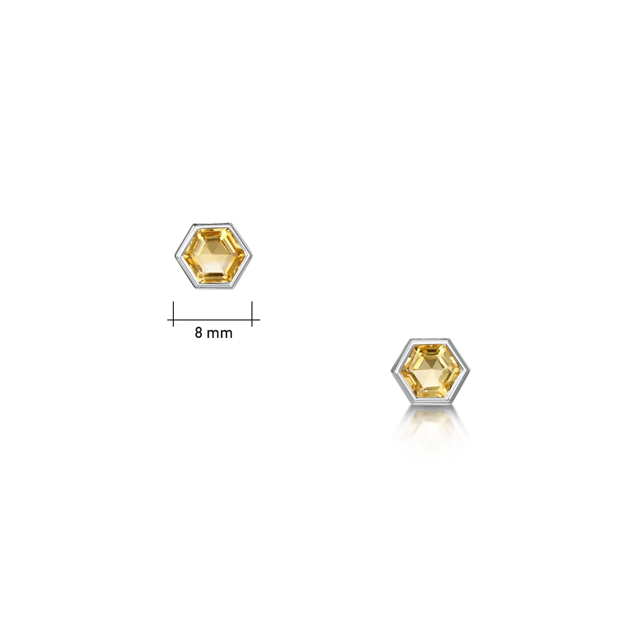 Honeycomb Sterling Silver Stud Earrings with Citrine